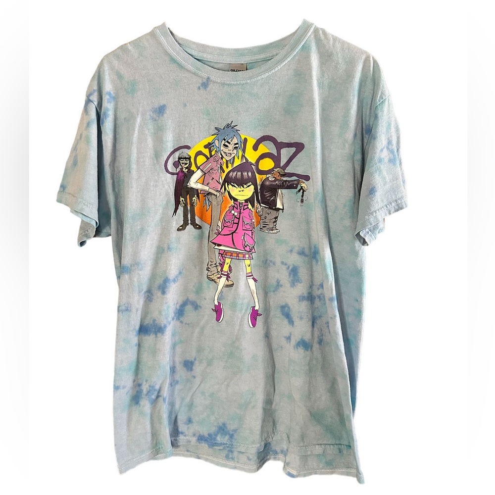 Blue tie dye Gorillaz tee